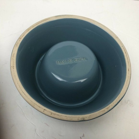 Cat Bowl Dish Food Water Blue Fish Bone Meow Ceramic - Picture 7 of 8